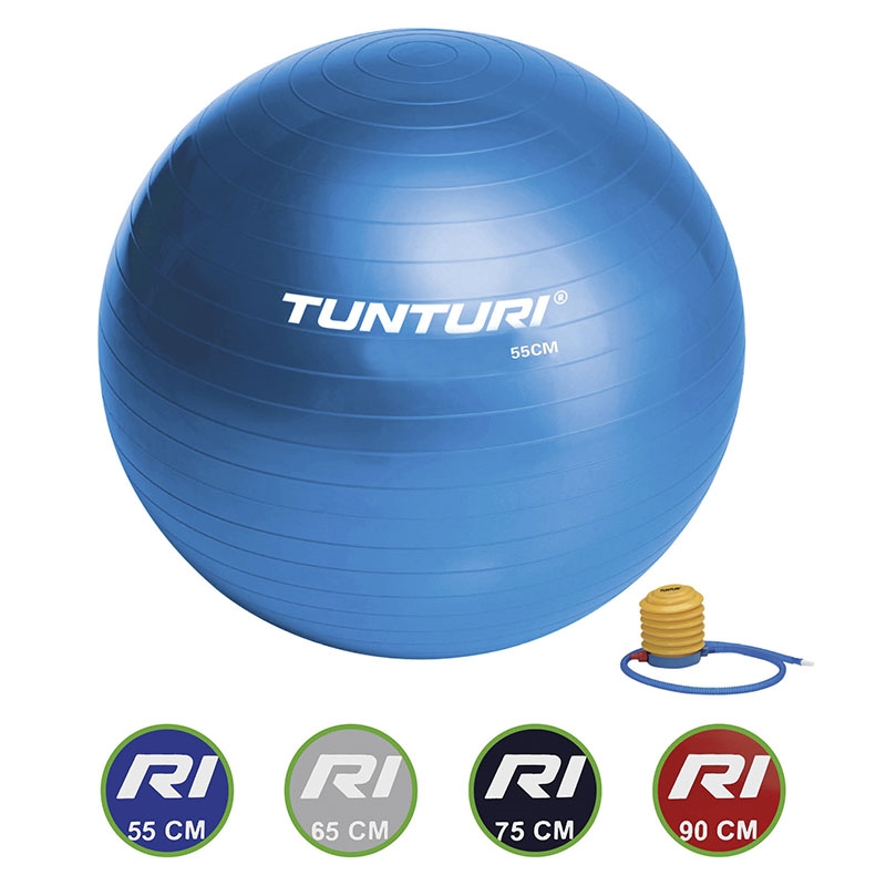 Tunturi Træningsbold - 55 cm i blå med pumpe